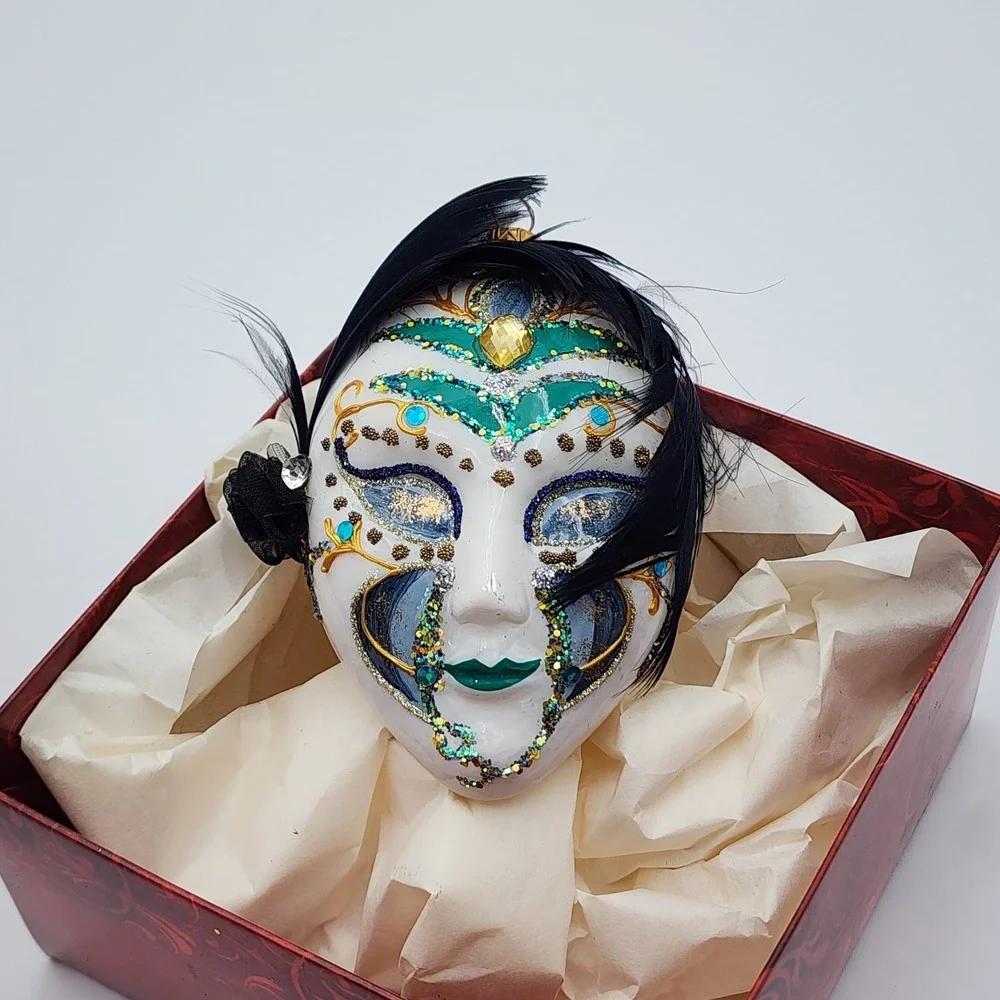 Silverado Venetian Style Mask Christmas Ornament Small Hand Painted Porcelain